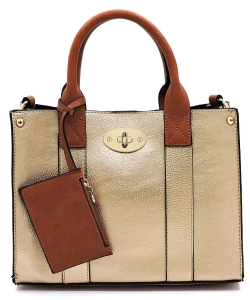 Faux Leather Mini Satchel Bag WU061 ROSEGOLD